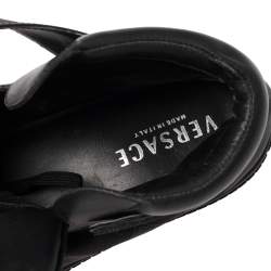 Versace Black Monogram Nylon and Leather Lace High Top Sneakers Size 41