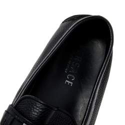 Pre Owned Versace Black Leather Medusa Slip On Loafers Size 44