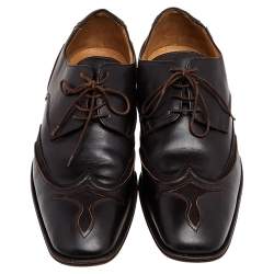 Versace Brown Leather Lace Up Derby Size 41