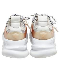 Versace White/Grey Mesh And Nubuck Leather Chain Reaction Sneakers Size 44