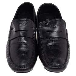 مملوكة مسبقًا Versace Black Leather Penny Slip On Loafers Size 45
