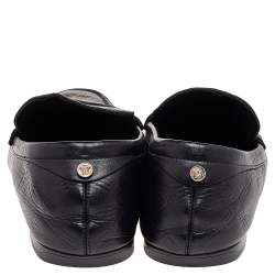 مملوكة مسبقًا Versace Black Leather Penny Slip On Loafers Size 45