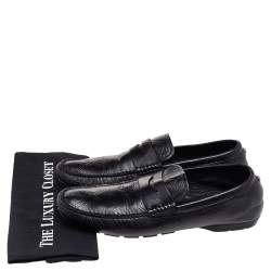 مملوكة مسبقًا Versace Black Leather Penny Slip On Loafers Size 45