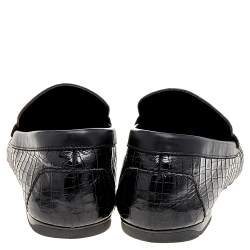 Pre Owned Versace Black Croc Embossed Leather Medusa Loafers Size 42