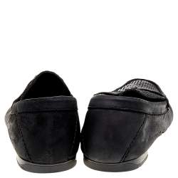Versace Black Nubuck Leather and Python Medusa Loafers Size 41 