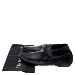 Versace Black Nubuck Leather and Python Medusa Loafers Size 41 