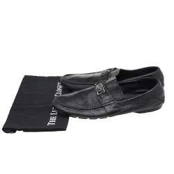 Versace Black Leather Medusa Slip On Loafers Size 44