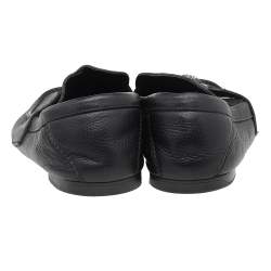 Versace Black Leather Medusa Slip On Loafers Size 44
