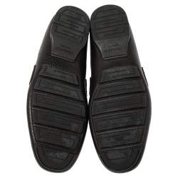 مملوكة مسبقًا Versace Dark Brown Leather Medusa Embellished Slip On Loafers 41.5