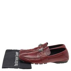 Pre Owned Versace Red Crocodile Leather Medusa Loafers Size 42