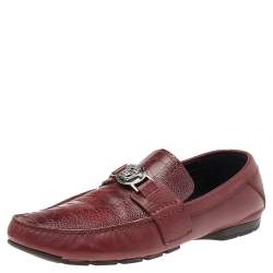 Pre Owned Versace Red Crocodile Leather Medusa Loafers Size 42