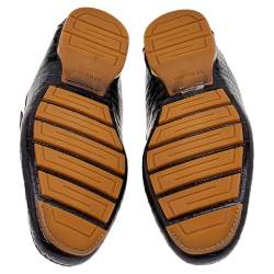 Versace Black/Brown Crocodile Leather Medusa Slip On Loafers Size 45