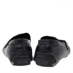 Versace Black Lizard Leather Medusa Slip On Loafers Size 41