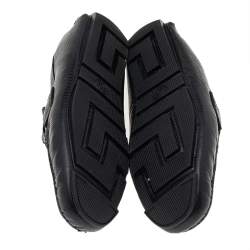Versace Black Lizard Leather Medusa Slip On Loafers Size 41