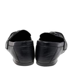 Versace Black Ostrich Leather Medusa Slip On Loafers Size 41
