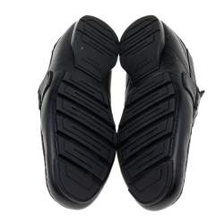 Versace Black Ostrich Leather Medusa Slip On Loafers Size 41
