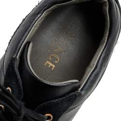Versace Black Suede And Leather Medusa Low Top Sneakers Size 43