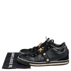 Versace Black Suede And Leather Medusa Low Top Sneakers Size 43
