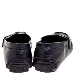 Versace Black Lizard Leather Medusa Detail Slip On Loafers Size 43
