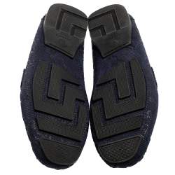 Pre Owned حذاء لوفرز فيرساتشي ميدوسا جلد نوبوك أزرق سليب أون مقاس 40