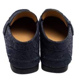 Pre Owned حذاء لوفرز فيرساتشي ميدوسا جلد نوبوك أزرق سليب أون مقاس 40