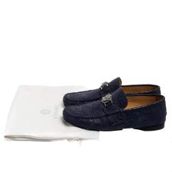 Pre Owned حذاء لوفرز فيرساتشي ميدوسا جلد نوبوك أزرق سليب أون مقاس 40