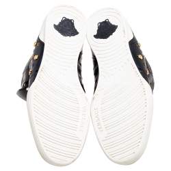 Pre Owned حذاء رياضي فيرساتشي جلد أسود مزين ميدوسا رباط مرتفع من أعلى مقاس 43