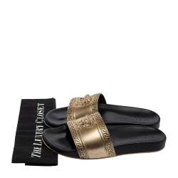 Versace Gold Rubber Medusa Flat Slides Size 41.5 