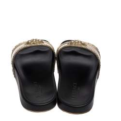Versace Gold Rubber Medusa Flat Slides Size 41.5 