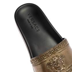 Versace Gold Rubber Medusa Flat Slides Size 41.5 