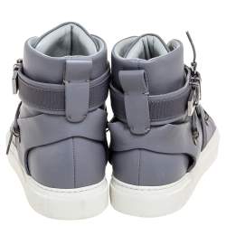 Versace Grey Leather Medusa Plaque Strap High-Top Sneakers Size 41