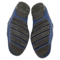 مملوكة مسبقًا Versace Blue Leather Medusa Embellished Slip On Loafers Size 45