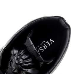 Pre Owned حذاء رياضي فيرساتشي عنق مرتفع ميدوسا بالازو جلد نقش تمساح أسود مقاس 44