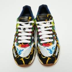Versace Multicolor Canvas Barocco Chain Reaction Sneakers Size 45