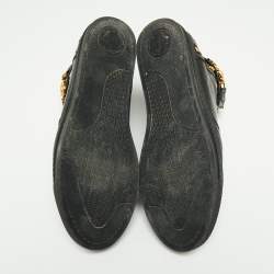 Versace Black Leather And Suede Medusa Strap High Top Sneakers Size 44