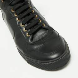 Versace Black Leather And Suede Medusa Strap High Top Sneakers Size 44