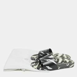 Versace  Black/White Rubber Print Slide Sandals Size 43