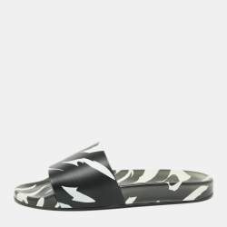 Versace  Black/White Rubber Print Slide Sandals Size 43