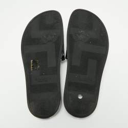 Versace  Black/White Rubber Print Slide Sandals Size 43