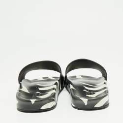 Versace  Black/White Rubber Print Slide Sandals Size 43