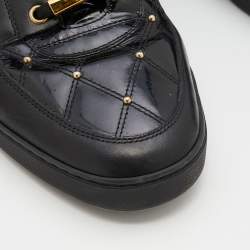 Versace Black Leather And Patent Leather Studded Medusa High Top Sneakers Size 46