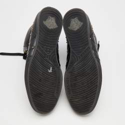 Versace Black Leather And Patent Leather Studded Medusa High Top Sneakers Size 46