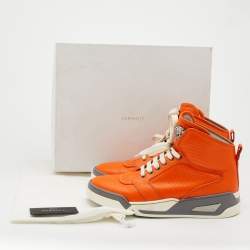 Versace Orange Perforated Leather Medusa High-top Sneakers Size 42