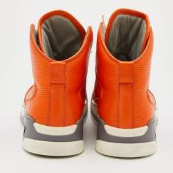 Versace Orange Perforated Leather Medusa High-top Sneakers Size 42