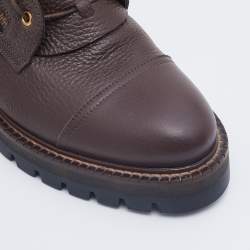 Versace Brown Leather And Suede Medusa Combat Boots Size 43