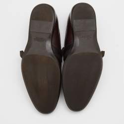 Versace Brown Two Tone Leather Buckle Detail Slip On Loafers Size 41