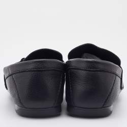 Pre Owned Versace Black Leather Medusa Embellished Slip On Loafers Size 42