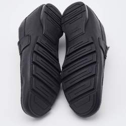 Pre Owned Versace Black Leather Medusa Embellished Slip On Loafers Size 42