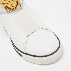 Versace White Leather Palazzo High Top Sneakers Size 40