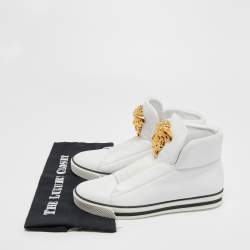 Versace White Leather Palazzo High Top Sneakers Size 40